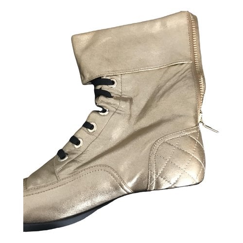 Pre-owned Chanel Leather Boots In Gold
