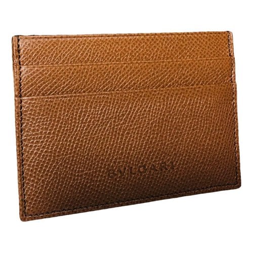 Pre-owned Bvlgari Leather Card Wallet In Brown