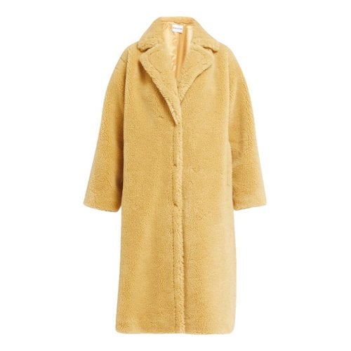 Pre-owned Stand Studio Wool Coat In Yellow