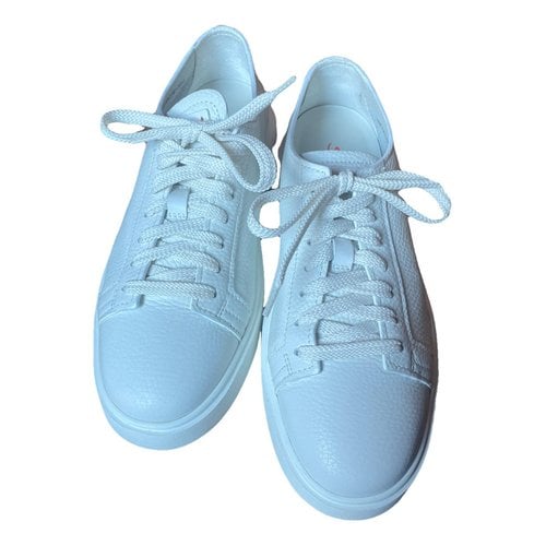 Pre-owned Santoni Leather Trainers In White
