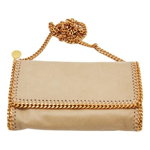 Pre-owned Stella Mccartney Falabella Vegan Leather Clutch Bag In Gold