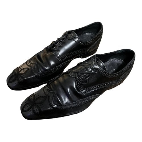 Pre-owned Louis Vuitton Hockenheim Leather Flats In Black