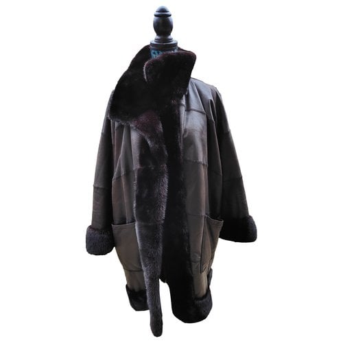 Pre-owned Dior Leather Coat In Grey