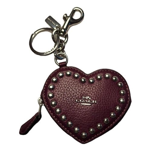 Pre-owned Coach Leather Bag Charm In Purple