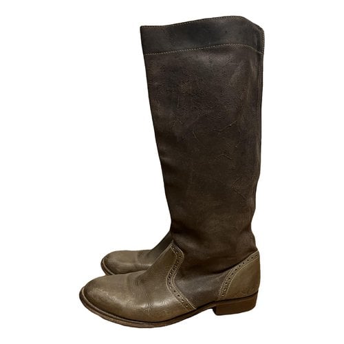 Pre-owned Diesel Leather Cowboy Boots In Brown