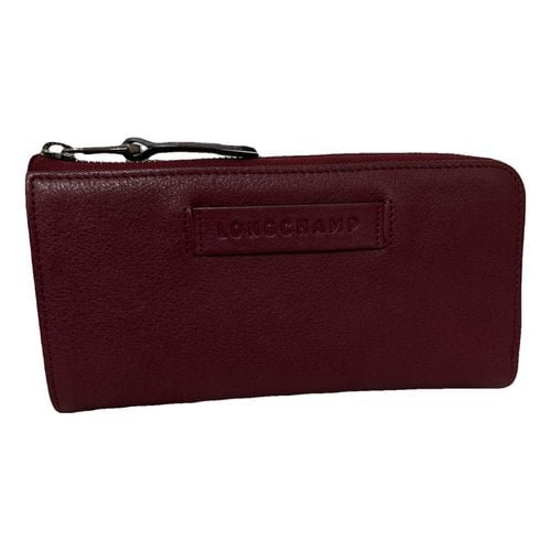 Pre-owned Longchamp Leather Clutch In Purple