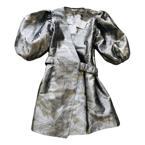 Pre-owned Ganni Mini Dress In Metallic