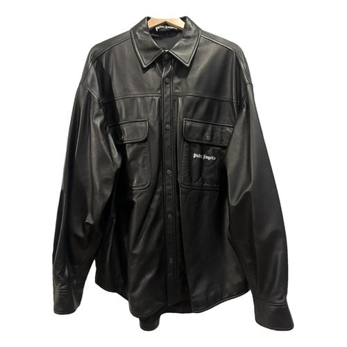Pre-owned Palm Angels Leather Shirt In Black
