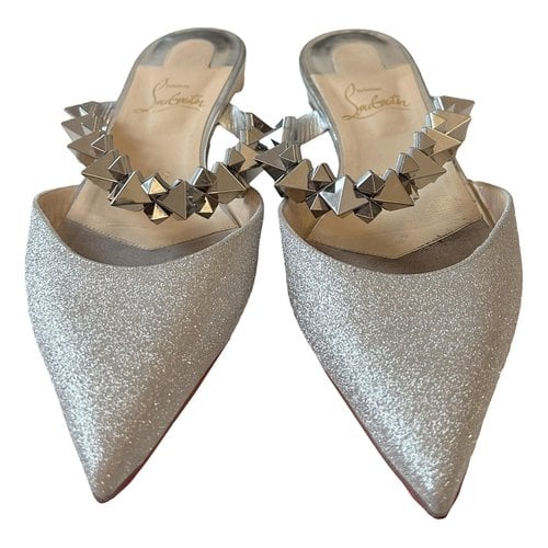 Pre-owned Christian Louboutin Glitter Mules & Clogs In Silver