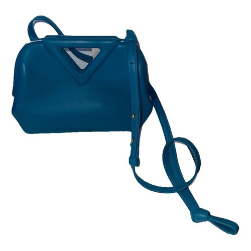 Pre-owned Bottega Veneta Point Leather Crossbody Bag In Blue