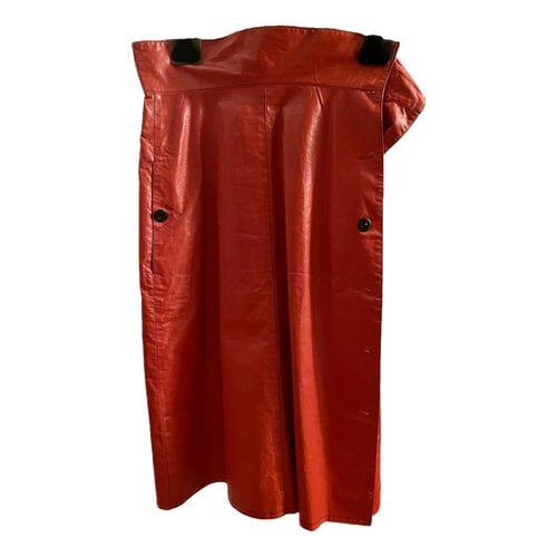 Pre-owned Bottega Veneta Leather Mid-length Skirt In Red