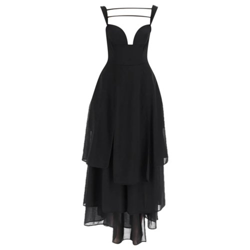 Pre-owned A.w.a.k.e. Wool Maxi Dress In Black