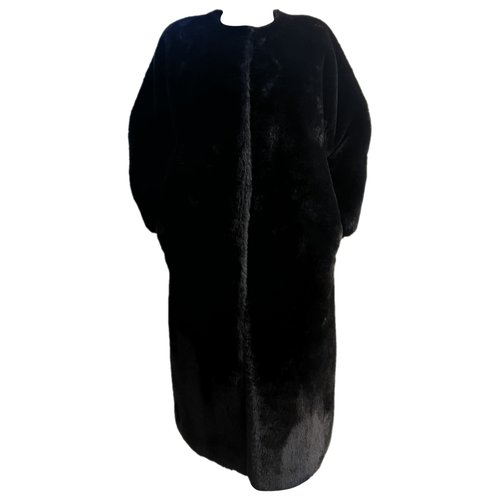 Pre-owned Betta Corradi Faux Fur Coat In Black