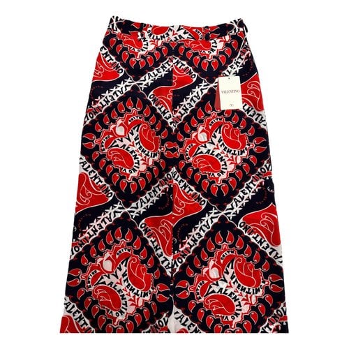 Pre-owned Valentino Silk Straight Pants In Red