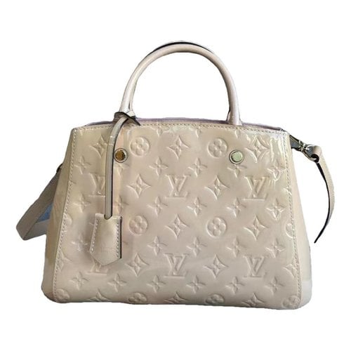 Pre-owned Louis Vuitton Montaigne Leather Handbag In White
