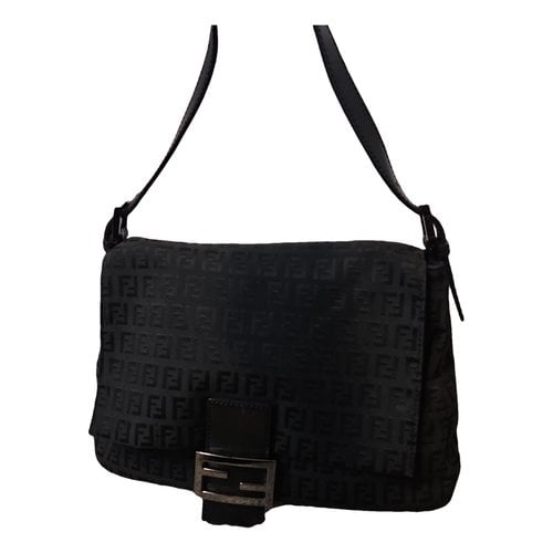 Pre-owned Fendi Mamma Baguette Cloth Handbag In Black