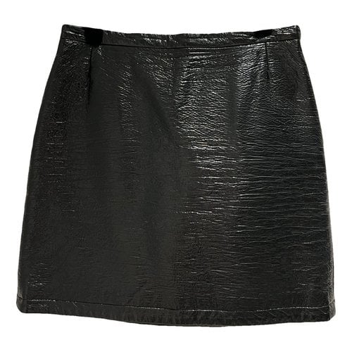 Pre-owned Claudie Pierlot Vinyl Mini Skirt In Black