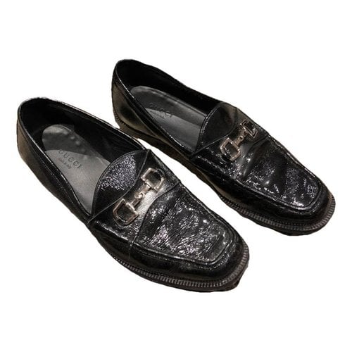 Pre-owned Gucci Patent Leather Flats In Black