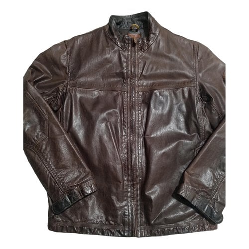 Pre-owned Timberland Leather Vest In Brown
