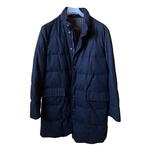 Pre-owned Moncler Wool Coat In Blue