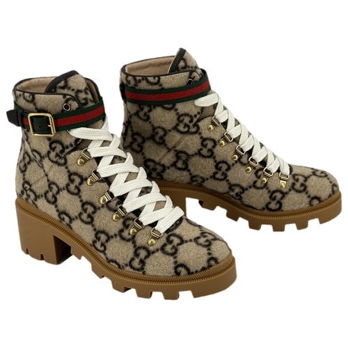 Pre-owned Gucci Sylvie Cloth Ankle Boots In Multicolour