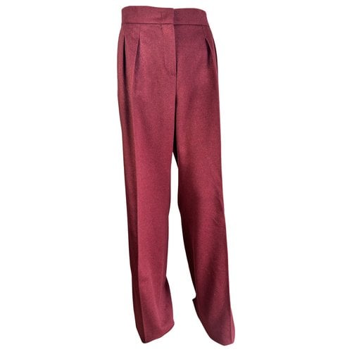 Pre-owned Max Mara Cashmere Large Pants In Burgundy