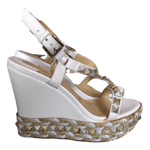 Pre-owned Christian Louboutin Leather Espadrilles In White