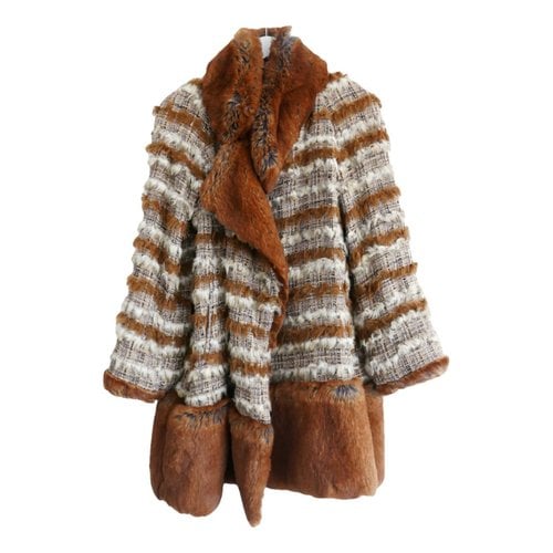 Pre-owned Chanel Tweed Coat In Brown