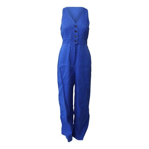 Pre-owned Diane Von Furstenberg Linen Jumpsuit In Blue
