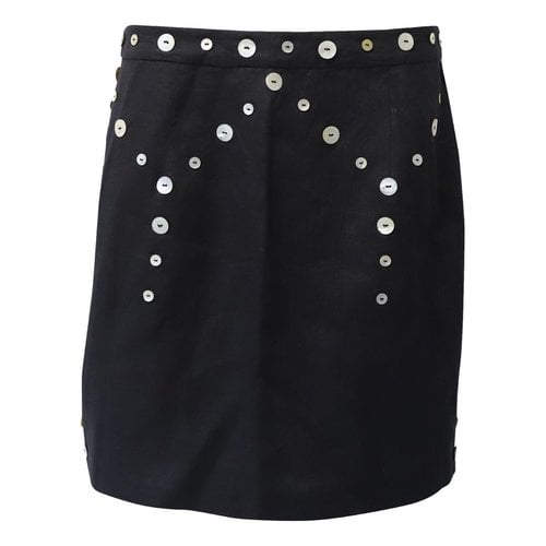 Pre-owned Staud Linen Mid-length Skirt In Black