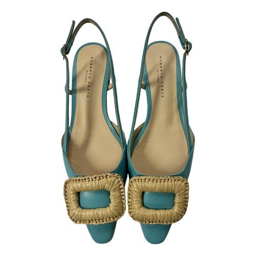 Pre-owned Roberto Festa Leather Sandals In Turquoise