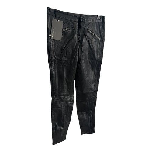 Pre-owned Muubaa Leather Slim Pants In Black