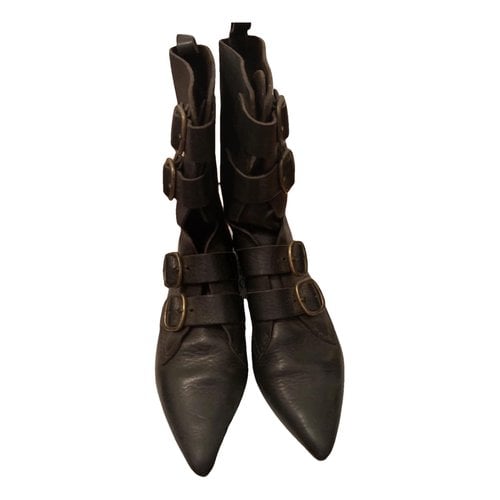Pre-owned Pedro Garcia Leather Buckled Boots In Black