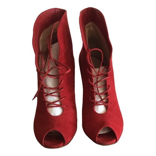 Pre-owned Gianvito Rossi Open Toe Boots In Red