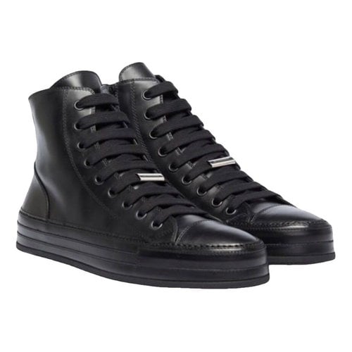 Pre-owned Ann Demeulemeester Leather High Trainers In Black