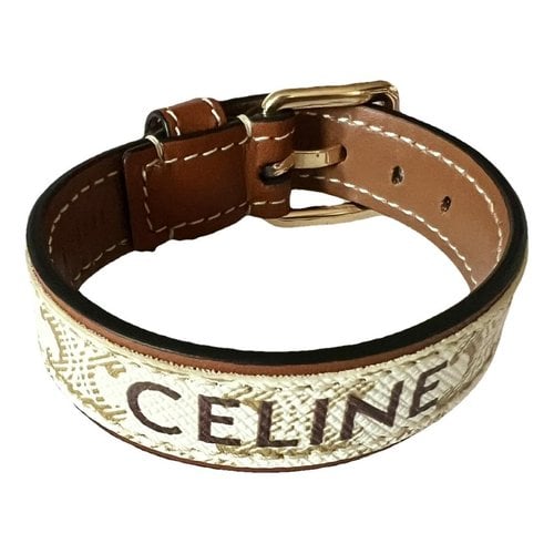 Pre-owned Celine Leather Bracelet In White