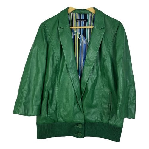 Pre-owned Ines Et Marechal Leather Biker Jacket In Green