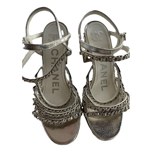 Pre-owned Chanel Leather Sandal In Metallic