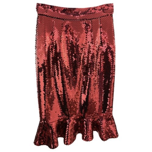 Pre-owned Dolce & Gabbana Glitter Mid-length Skirt In Burgundy