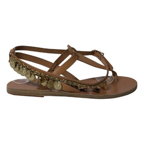 Pre-owned Ancient Greek Sandals Leather Flats In Brown