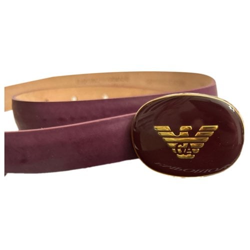 Pre-owned Emporio Armani Leather Belt In Burgundy