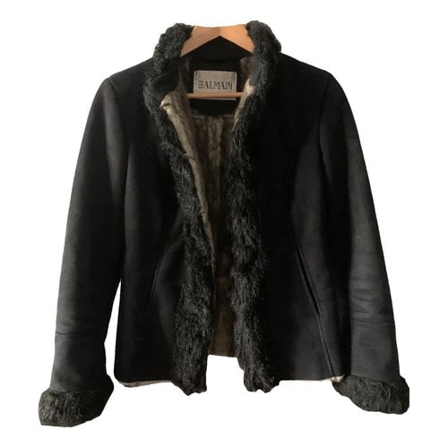Pre-owned Balmain Faux Fur Jacket In Black