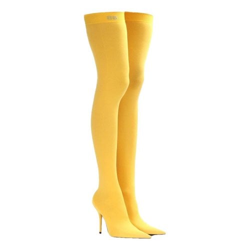 Pre-owned Balenciaga Knife Cloth Boots In Yellow