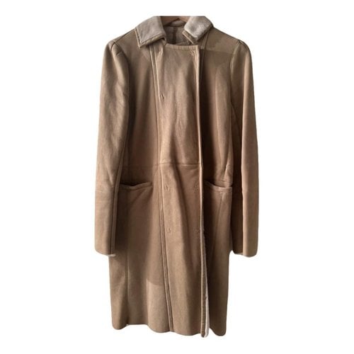 Pre-owned Joseph Leather Coat In Beige