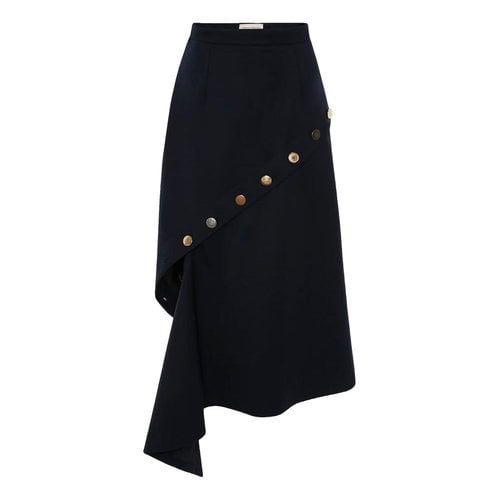 Pre-owned Alexander Mcqueen Wool Mid-length Skirt In Navy