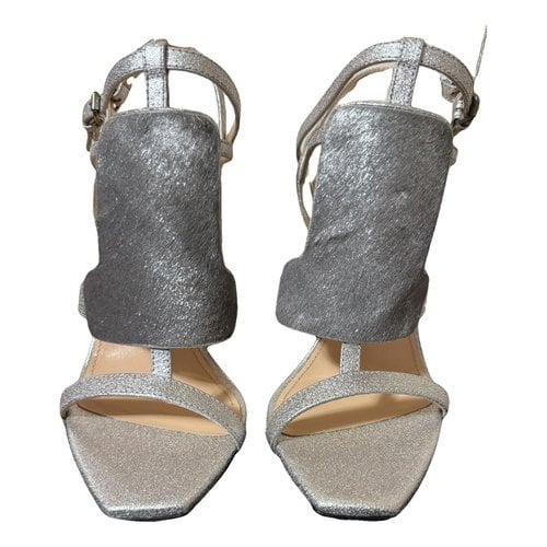 Pre-owned Calvin Klein Collection Leather Sandals In Silver