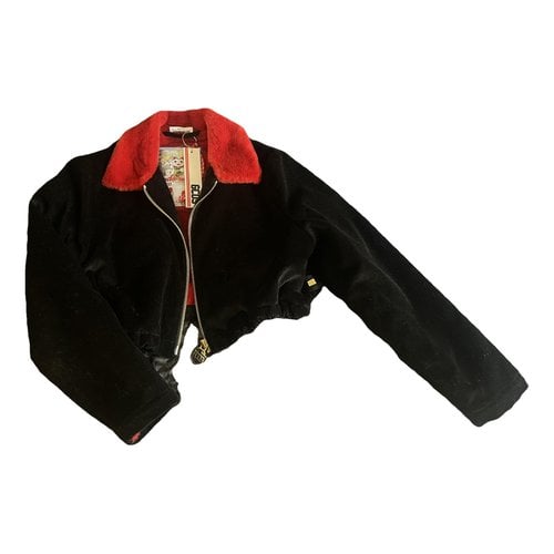 Pre-owned Gcds Faux Fur Jacket In Black