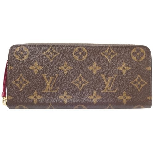 Pre-owned Louis Vuitton Clemence Cloth Wallet In Brown