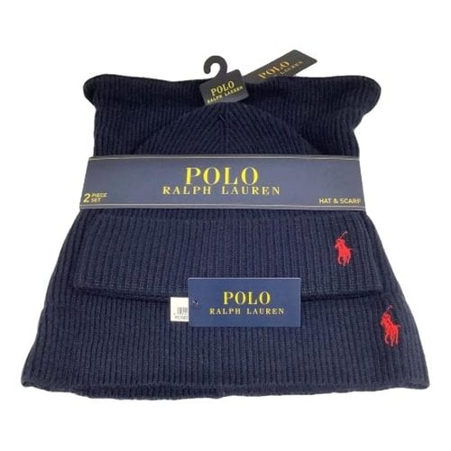 Pre-owned Polo Ralph Lauren Wool Beanie In Navy
