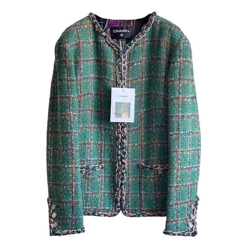 Pre-owned Chanel Tweed Jacket In Green